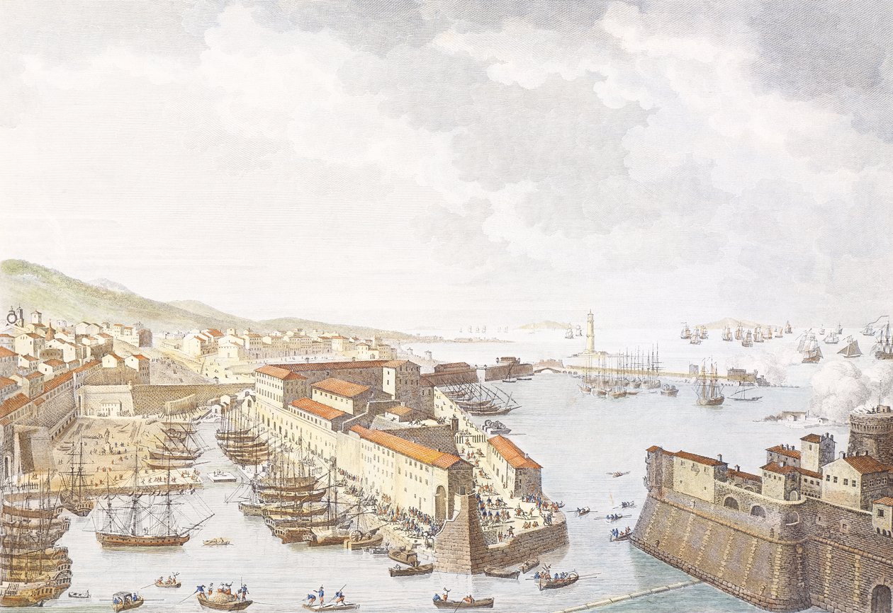 Wjazd Francuzów do Livorno, czerwiec 1796, rycina Jean Duplessis-Bertaux (1750-1818), rysunek Carle Vernet (1758-1836), Francuskie Wojny Rewolucyjne, Włochy autorstwa Antoine Charles Horace Vernet