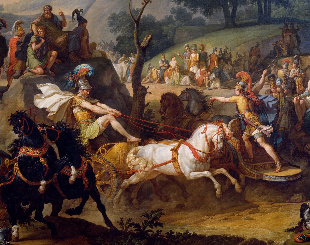 Igrzyska pogrzebowe ku czci Patroklesa, detal przedstawiający Achillesa na rydwanie, ok. 1790 olej na płótnie zob. też 346199 autorstwa Antoine Charles Horace Vernet