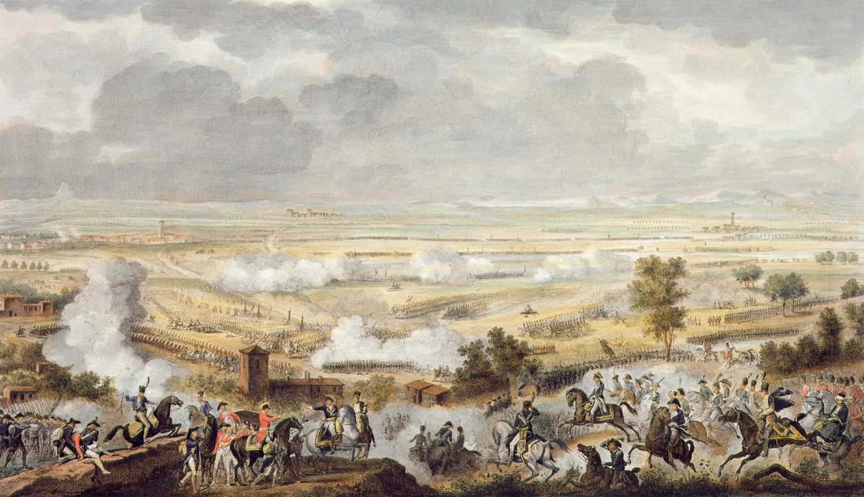 Bitwa pod Marengo, 23 Prairial, rok 8 (12 czerwca 1800) grawerowana przez Jeana Duplessi-Bertaux (1747-1819) (akwatinta) autorstwa Antoine Charles Horace Vernet