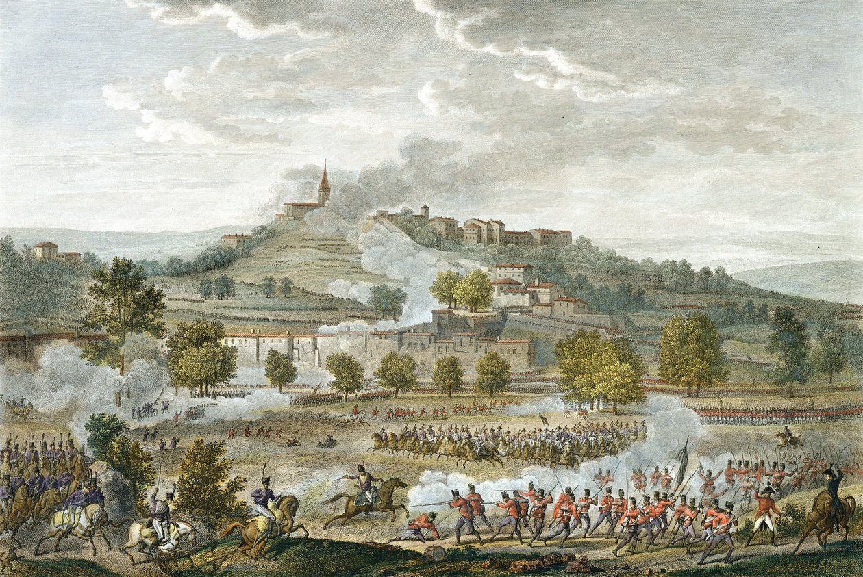 Bitwa pod Montebello i Casteggio, 20 Prairial, rok 8 (9 czerwca 1800) grawerowana przez Jeana Duplessi-Bertaux (1747-1819) (akwatinta) autorstwa Antoine Charles Horace Vernet