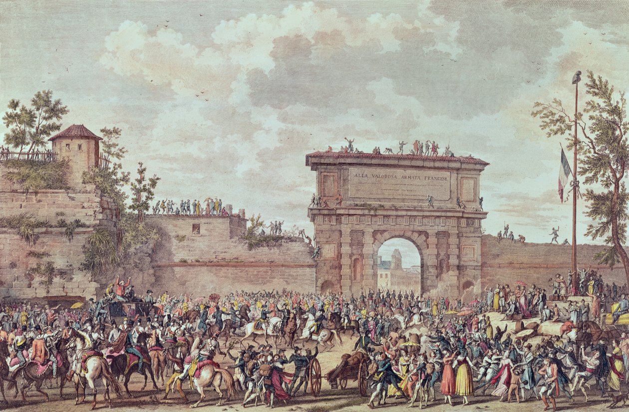Wjazd Francuzów do Mediolanu, 25. Floreal An IV (14 maja 1796) (akwatinta) autorstwa Antoine Charles Horace Vernet