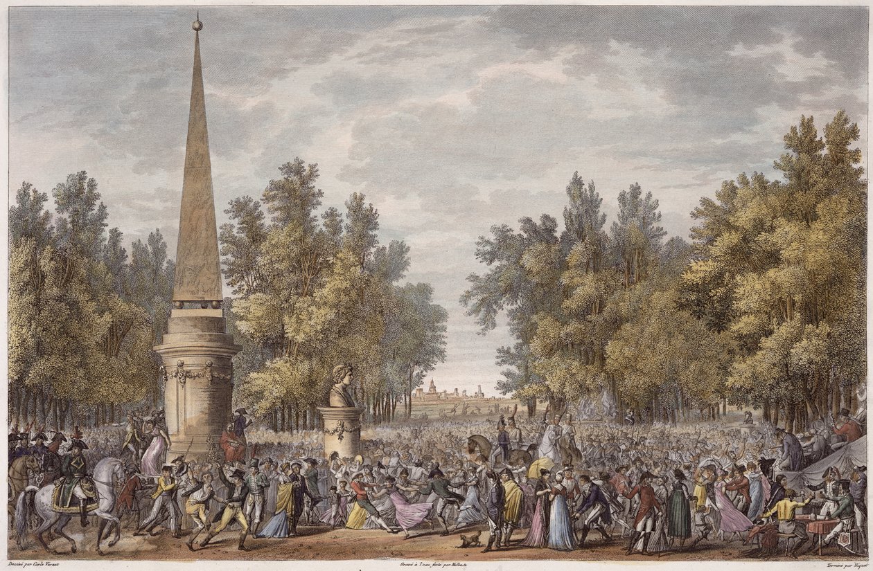 Święto Wergiliusza w Mantui, 24 Vendemiaire, rok 6 (październik 1797) grawerowane przez Georgesa Malbeste (1754-1843) (akwatinta) autorstwa Antoine Charles Horace Vernet