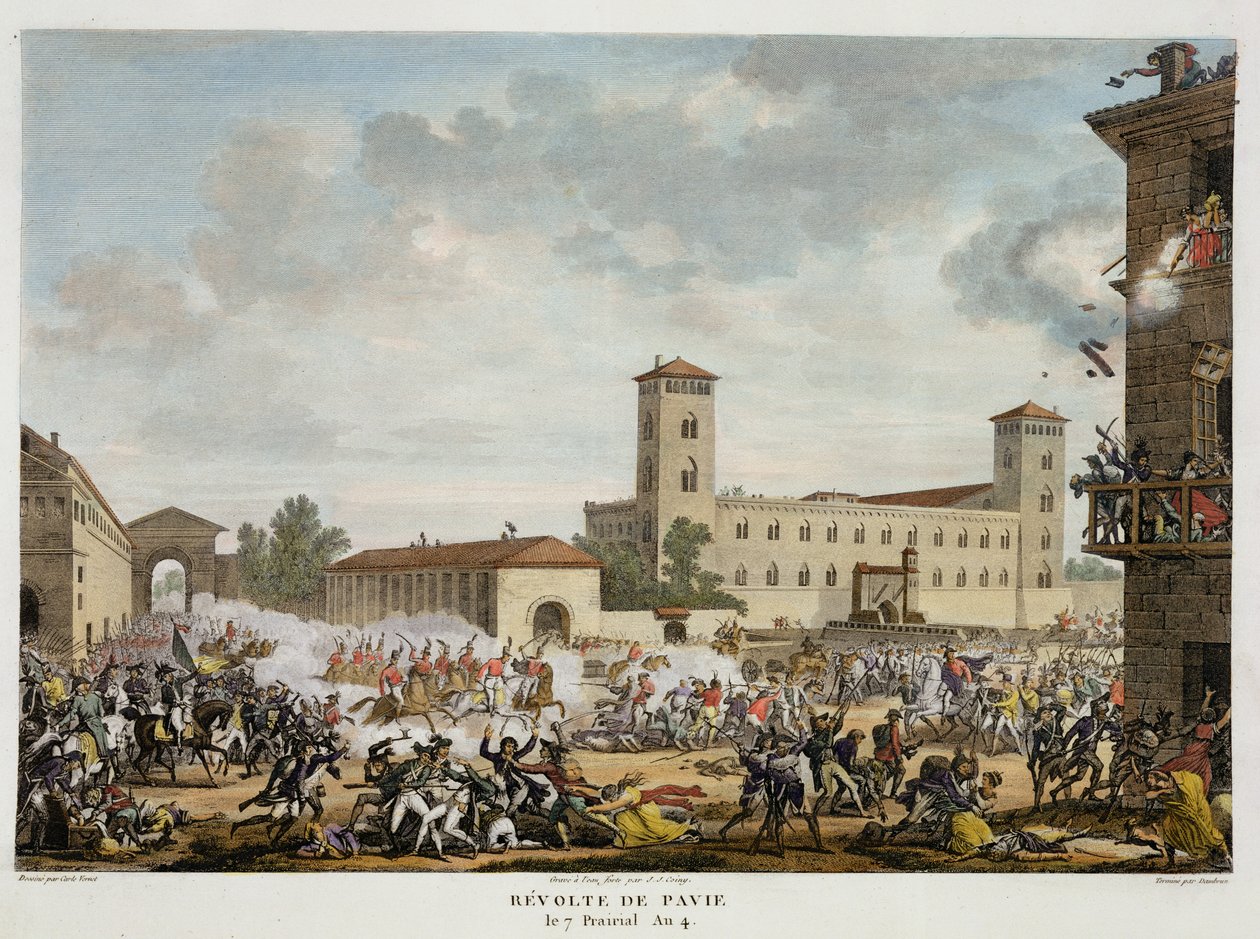 Bunt Pawii, 7 Prairial, rok 4 (maj 1796) grawerowany przez Jacques Joseph Coiny (1761-1809) (akwatinta) autorstwa Antoine Charles Horace Vernet