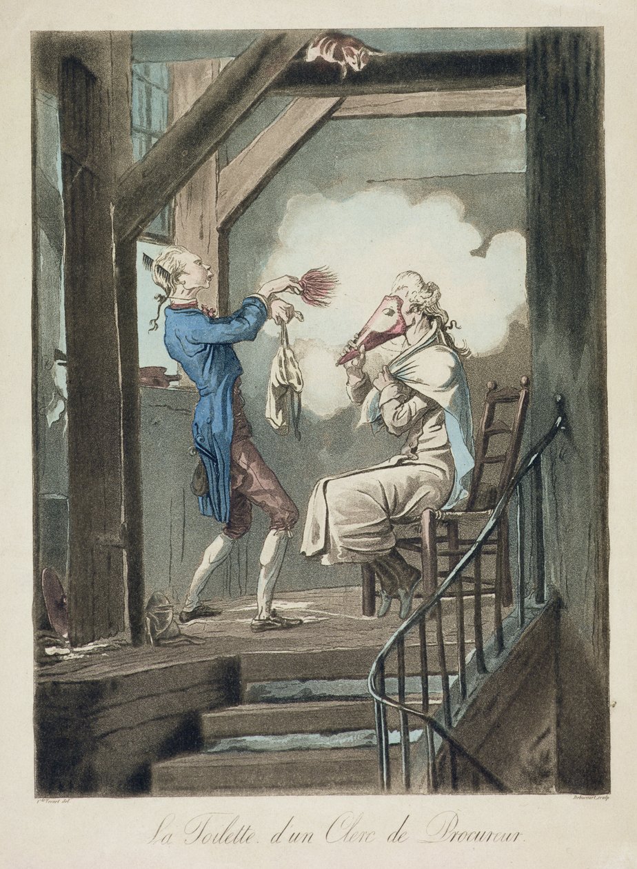 Toaleta urzędnika adwokackiego, rytowana przez Philiberta Louisa Debucourta (1755-1832) autorstwa Antoine Charles Horace Vernet