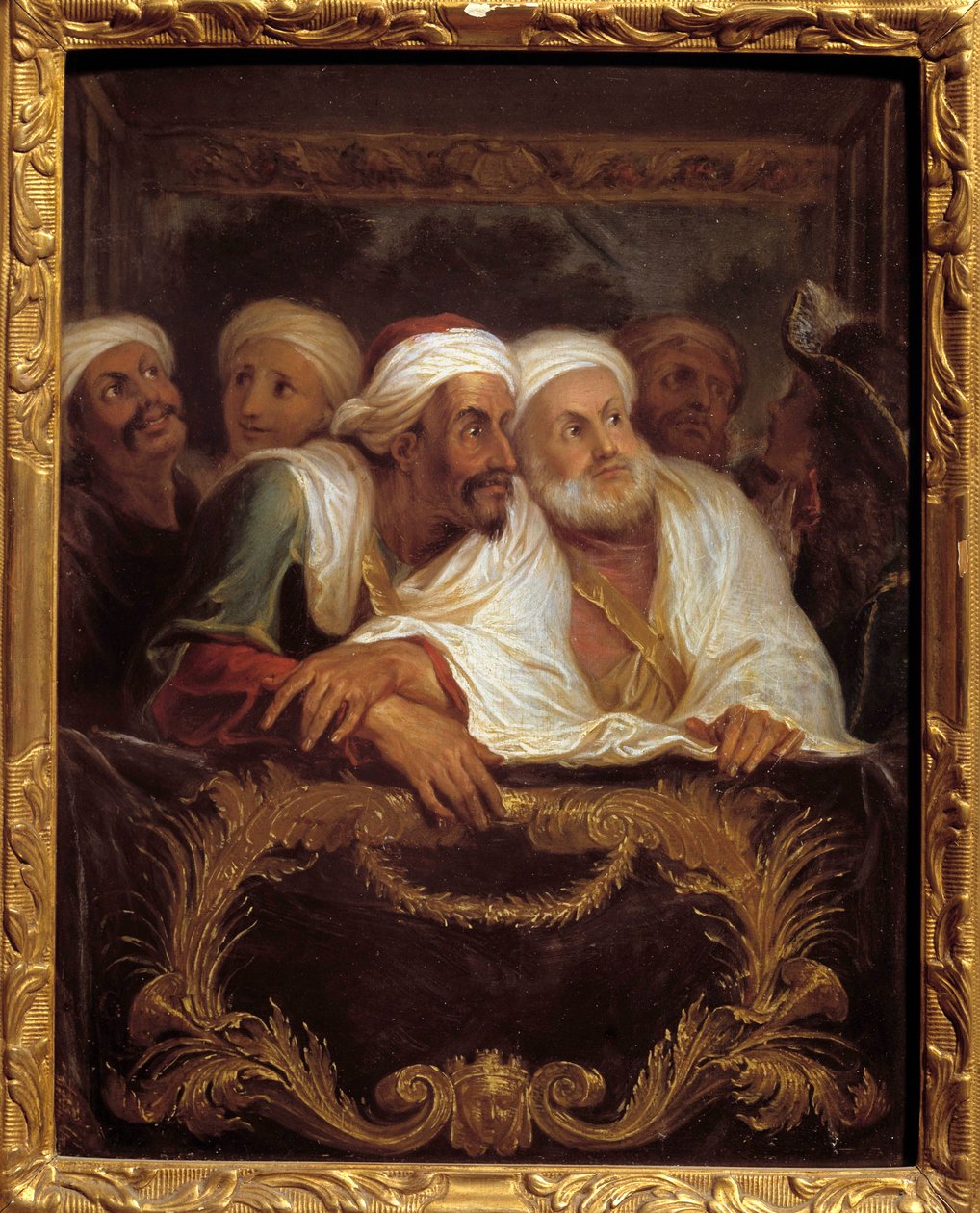 Ambasador Maroka Mohamed Temin na pokazie w loży włoskiej komedii w Paryżu w lutym 1682 r. Obraz Antoine