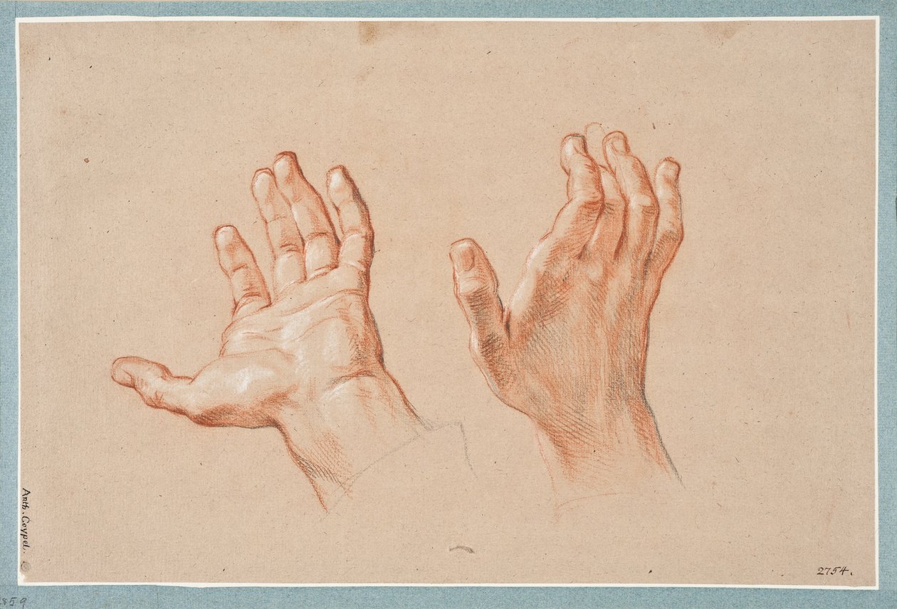 Studie von zwei Händen autorstwa Antoine Coypel