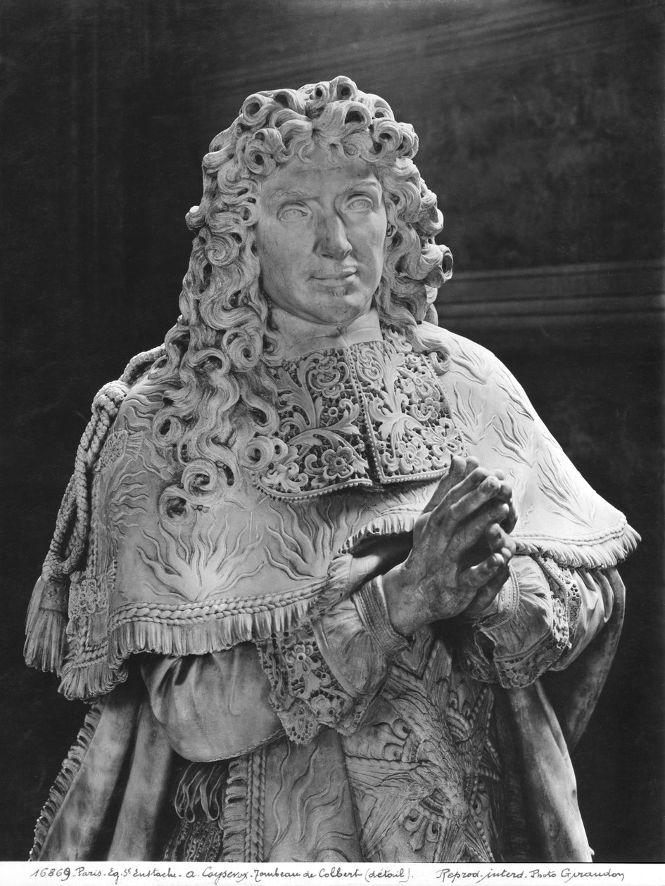 Grób Jean-Baptiste Colbert de Torcy 1619-83, fragment Colberta, ok. 1685-1687 marmur i złocony brąz patrz także 248118, 248119, 248120, 252767, 252769 bw foto autorstwa Antoine Coysevox
