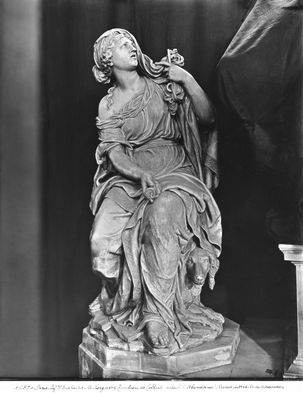 Grób Jean-Baptiste Colbert de Torcy 1619-83, fragment Wierność, ok. 1685-1687 marmur patrz także 248118, 248119, 248120, 252767, 252768 bw foto autorstwa Antoine Coysevox
