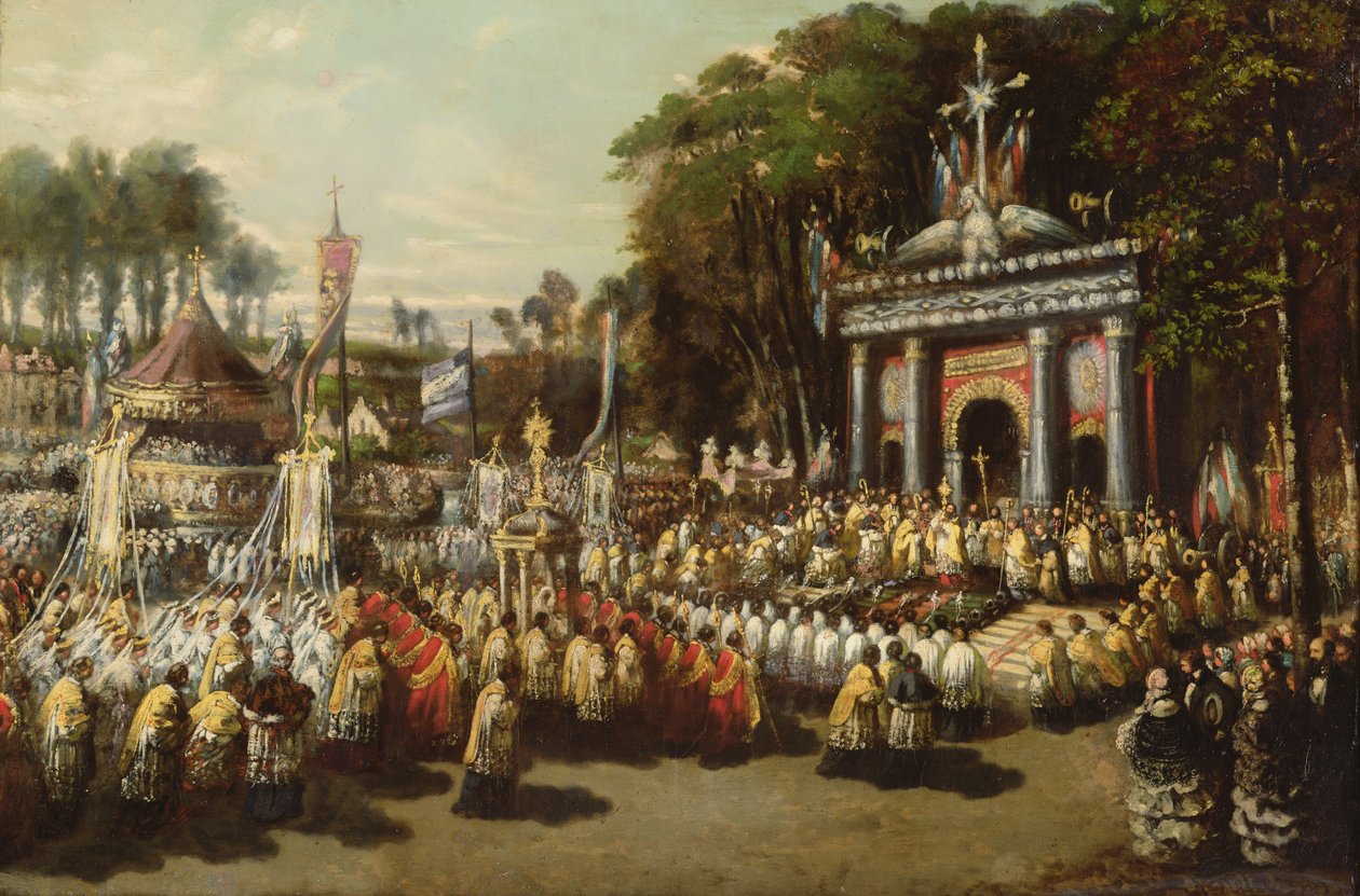 Procesja z Najświętszym Sakramentem, 1855 autorstwa Antoine Detrez
