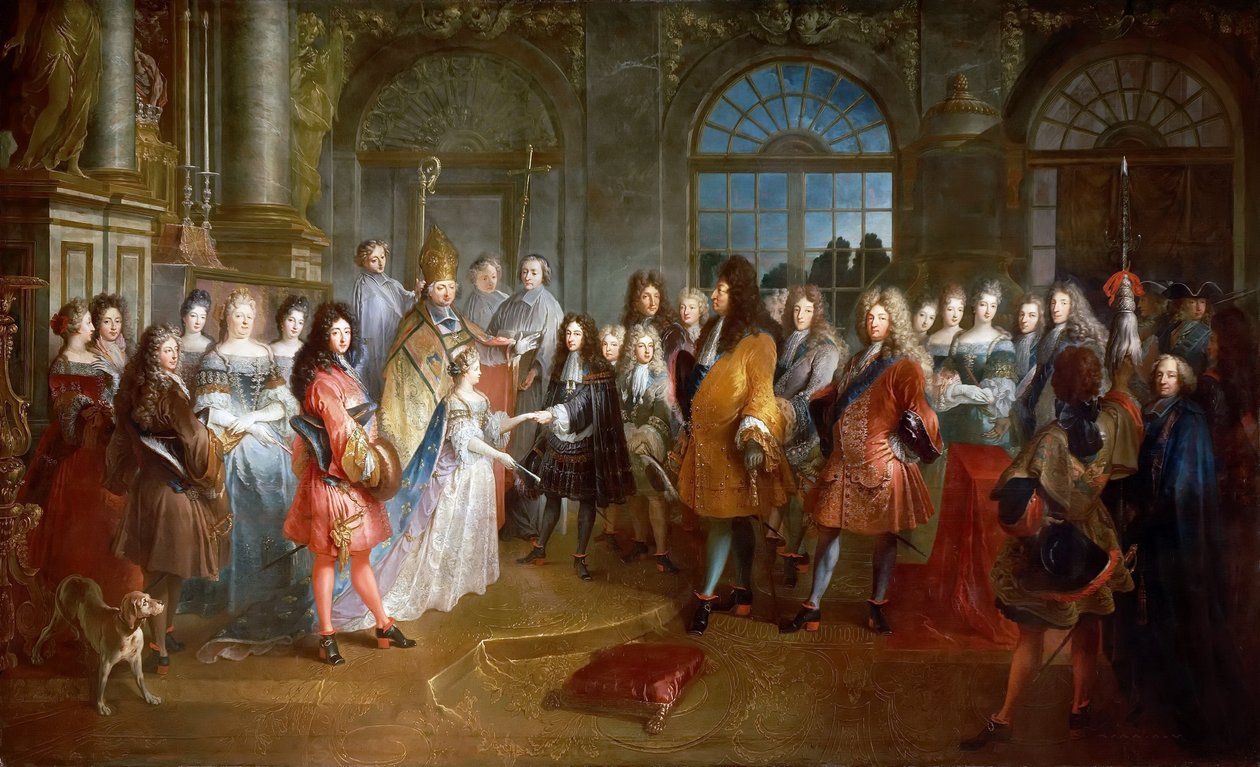 Małżeństwo Ludwika francuskiego, księcia Burgundii i Marii Adelajdy Sabaudzkiej, 7 grudnia 1697 autorstwa Antoine Dieu