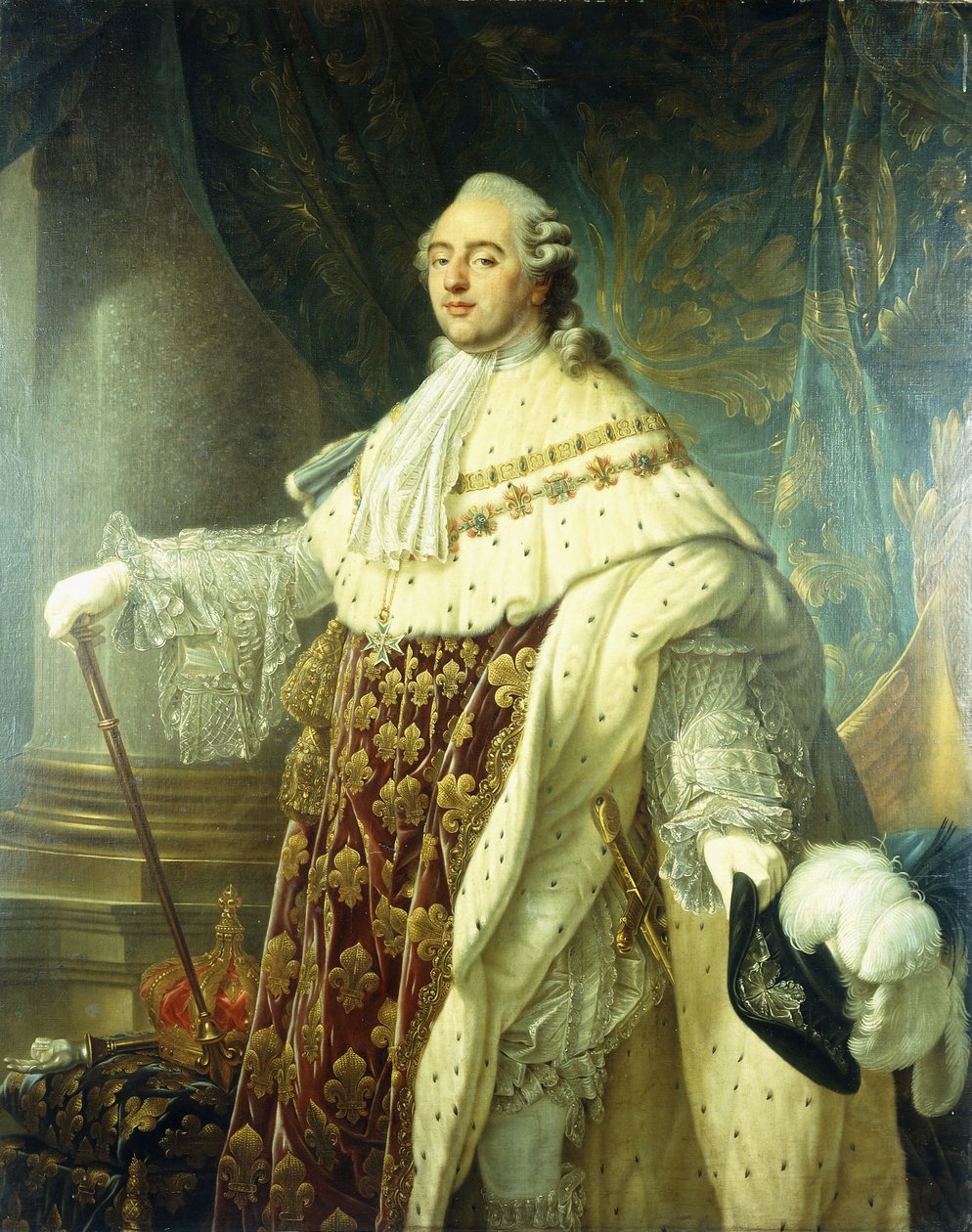 Portret Ludwika XV noszącego szaty państwowe, autorstwa Antoine François Callet