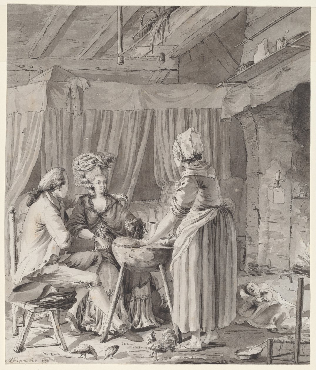 Elegancka para obiadowa w wiejskim domku autorstwa Antoine François Sergent