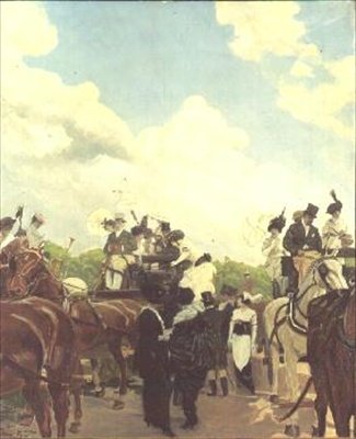 Wyścigowcy w Longchamps, 1906 autorstwa Antoine Guillaume Minartz