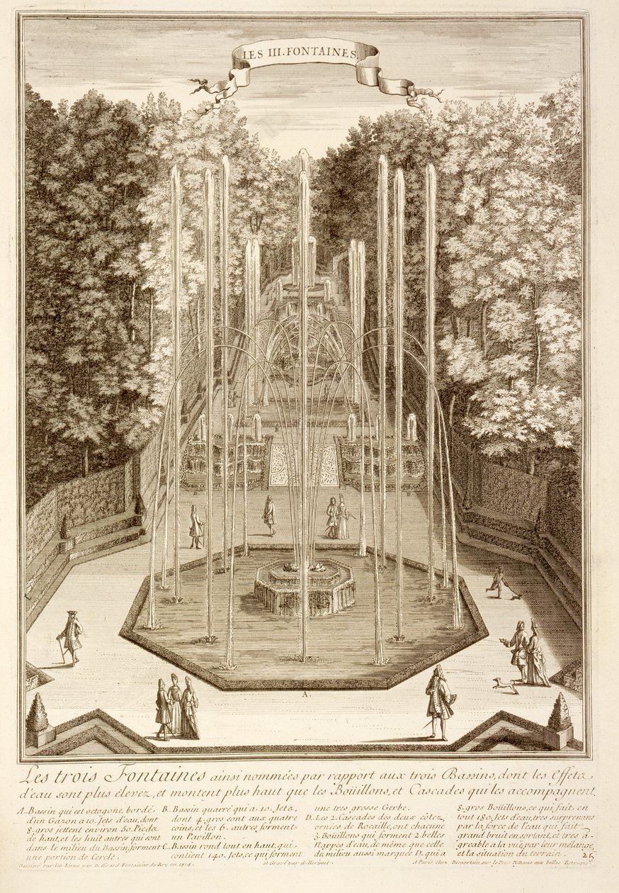 Trzy Fontanny, Wersal, 1714 autorstwa Antoine Herriset