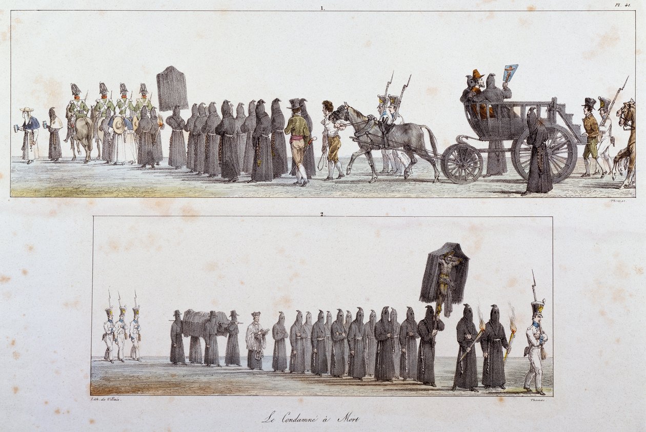 Skazany na śmierć przez Antoine Jean-Baptiste Thomas (1791-1834), akwarela autorstwa Antoine Jean Baptiste Thomas