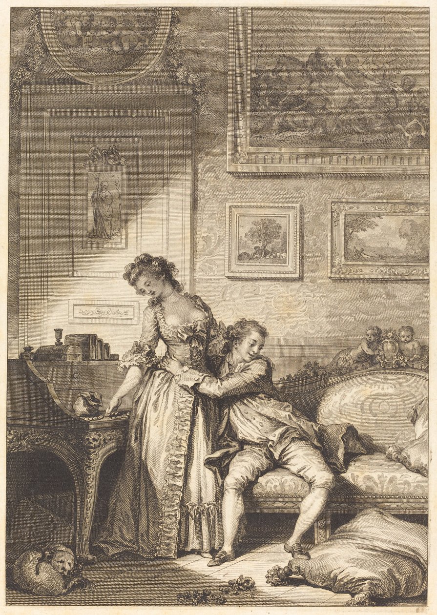 Skąpa kobieta, szarmancki oszust. autorstwa Antoine Jean Duclos