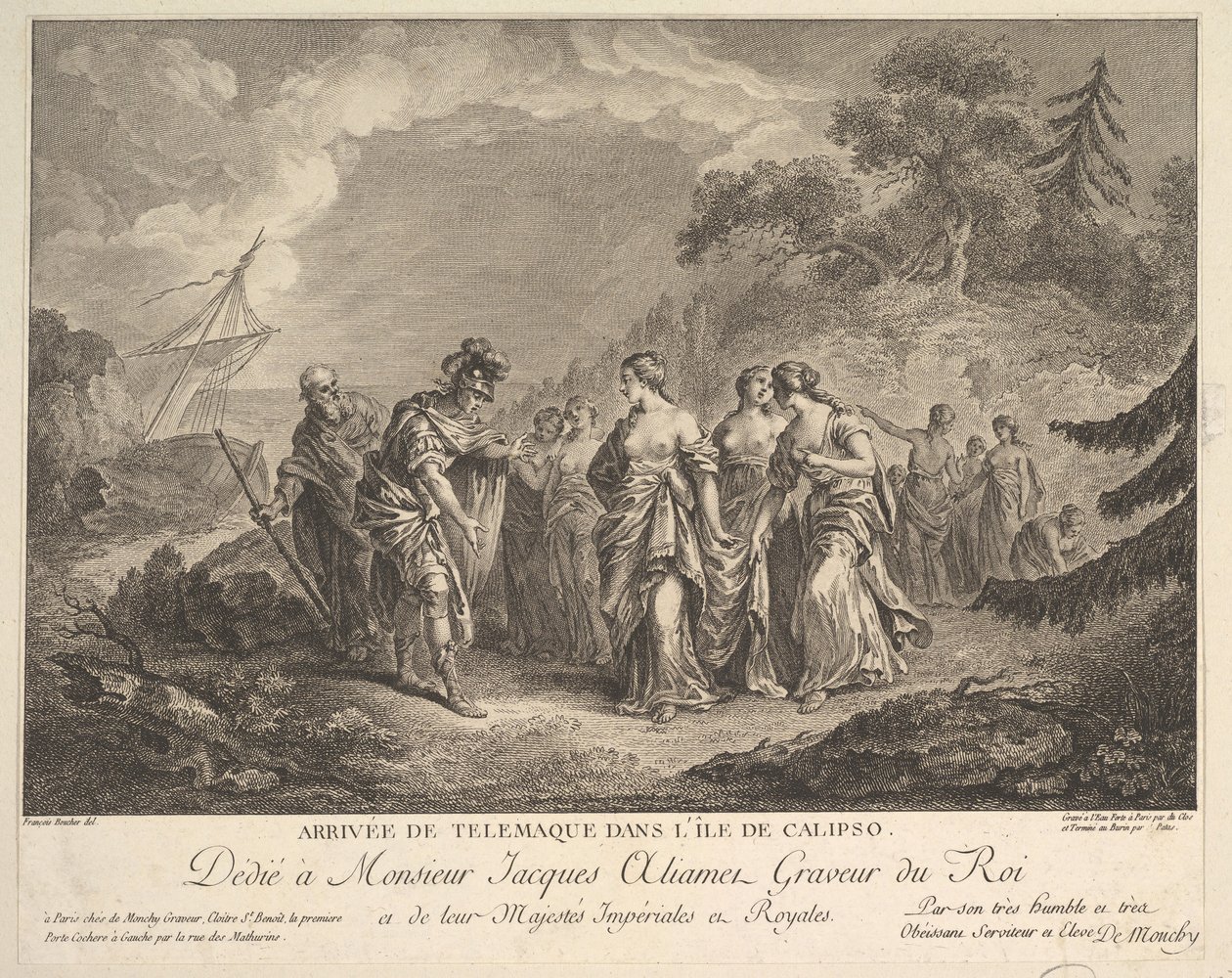 Przybycie Telemacha na wyspę Calypso autorstwa Antoine Jean Duclos