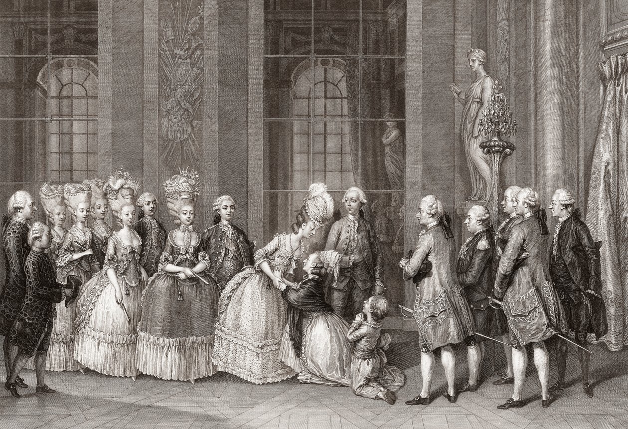 Maria Antonina odwiedziła rodzinę Bellegarde. (wydrukować) autorstwa Antoine Jean Duclos