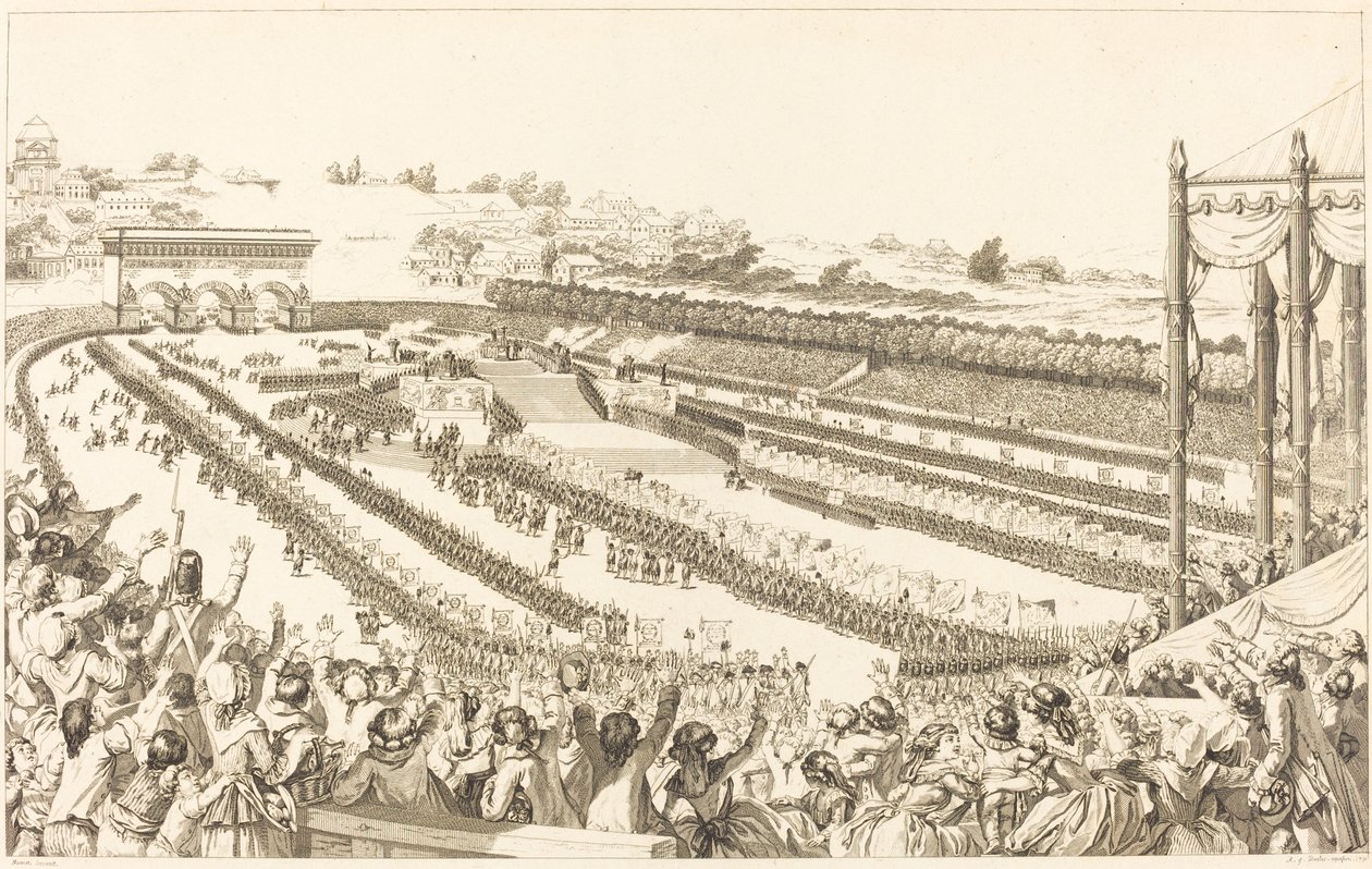Federation Generale de Francais na Polu Marsowym 14 lipca 1790 r autorstwa Antoine Jean Duclos after Charles Monnet
