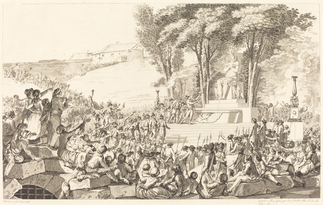 Fontanna Odrodzenia na gruzach Bastylii, 10 kwietnia 1793 autorstwa Antoine Jean Duclos after Charles Monnet