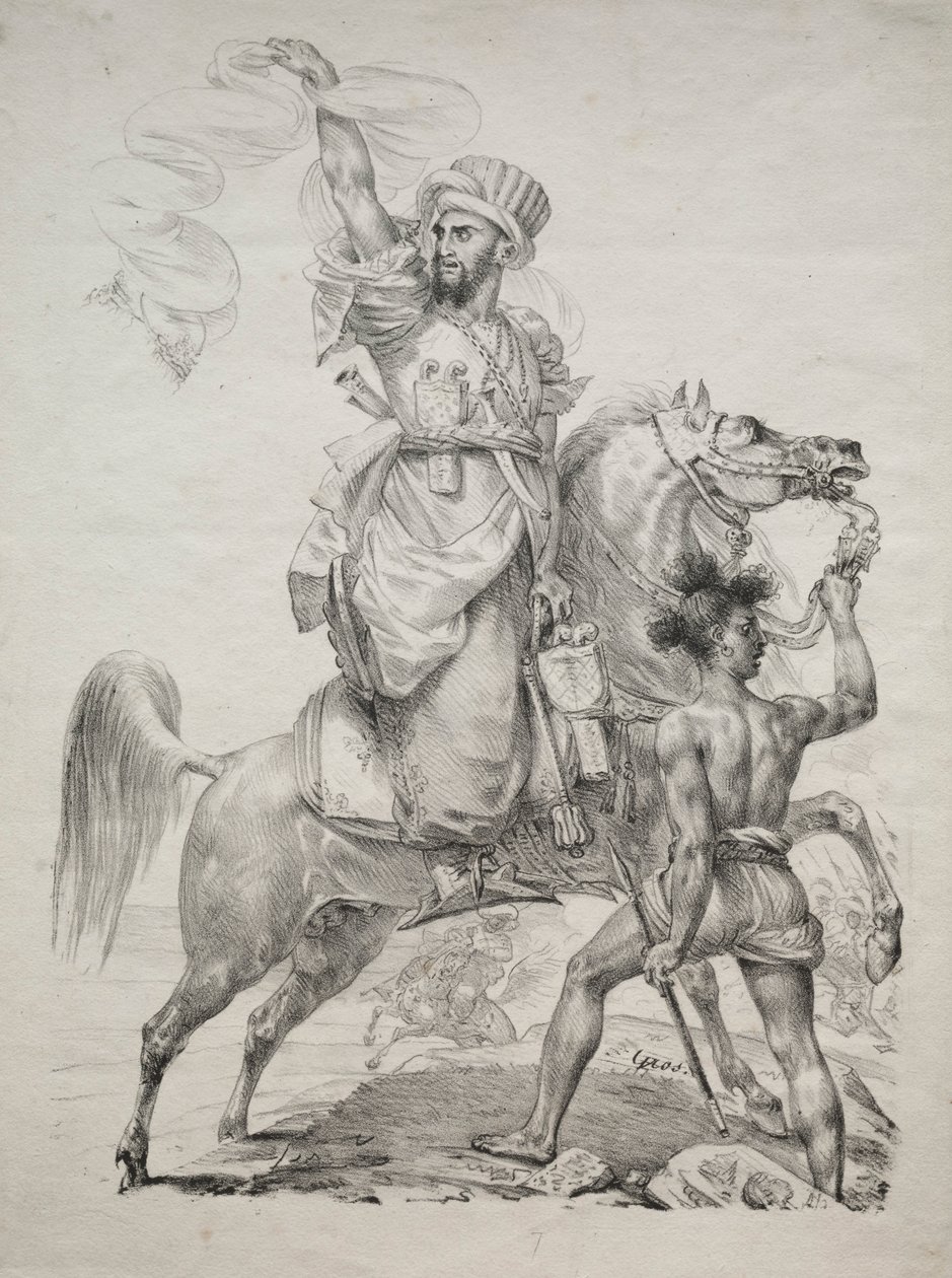 Wódz Mameluków na koniu sygnalizującym pomoc, 1817. autorstwa Antoine Jean Gros