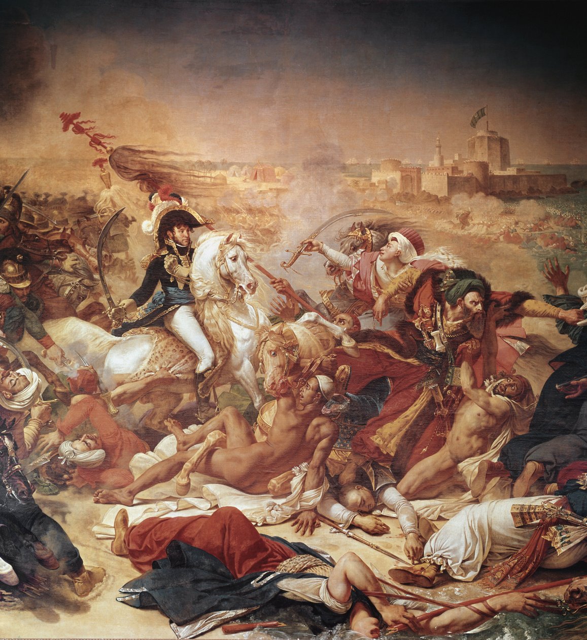 Bitwa pod Abukirem, generał Murat walczący z armią osmańską, detal (1806, olej na płótnie) autorstwa Antoine Jean Gros