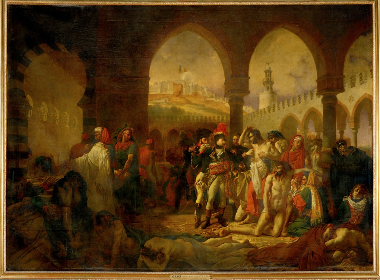 Bonaparte odwiedzający ofiary dżumy w Jaffie ... autorstwa Antoine Jean Gros