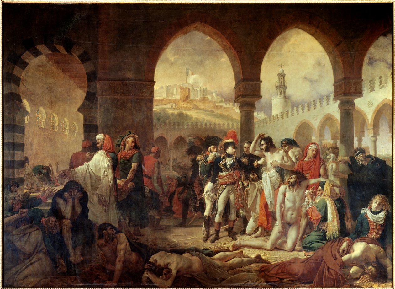 Kampania (wyprawa) w Egipcie (1798-1801): „” Napoleon Bonaparte (1769-1821) Wizyta u Pestiferes w Jaffie 11/03/1799”” Obraz Antoine Jean Gros (1771-1835) 1804 Nd. 5,23x7,15 m - Kampania Egiptu (1798-1801): Napoleon Bonaparte (1798-1801) 6 autorstwa Antoine Jean Gros