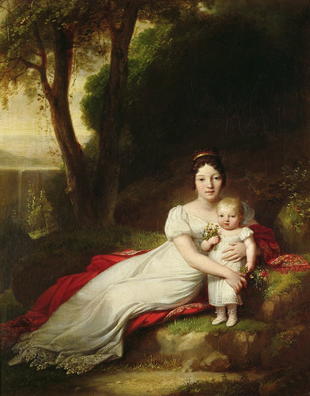 Hortensja Eugenia de Beauharnais (1783-1837), królowa Holandii, z synem Karolem Ludwikiem Napoleonem Bonaparte (1808-73), przyszłym Napoleonem III autorstwa Antoine Jean Gros