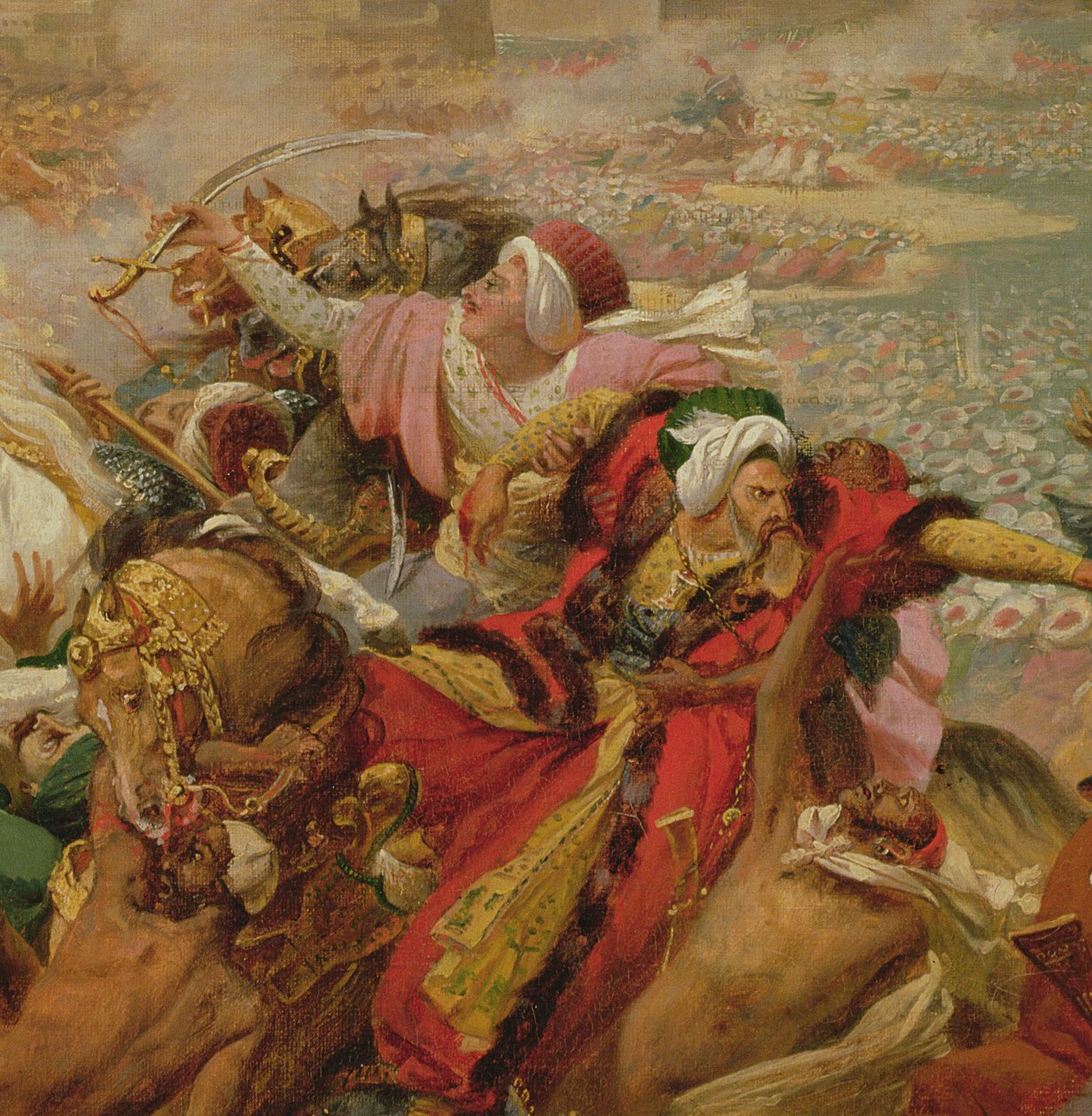 Murat pokonujący armię turecką pod Aboukir 25 lipca 1799 (szczegół), ok. 1805 (olej na płótnie zamontowany na płycie) autorstwa Antoine Jean Gros