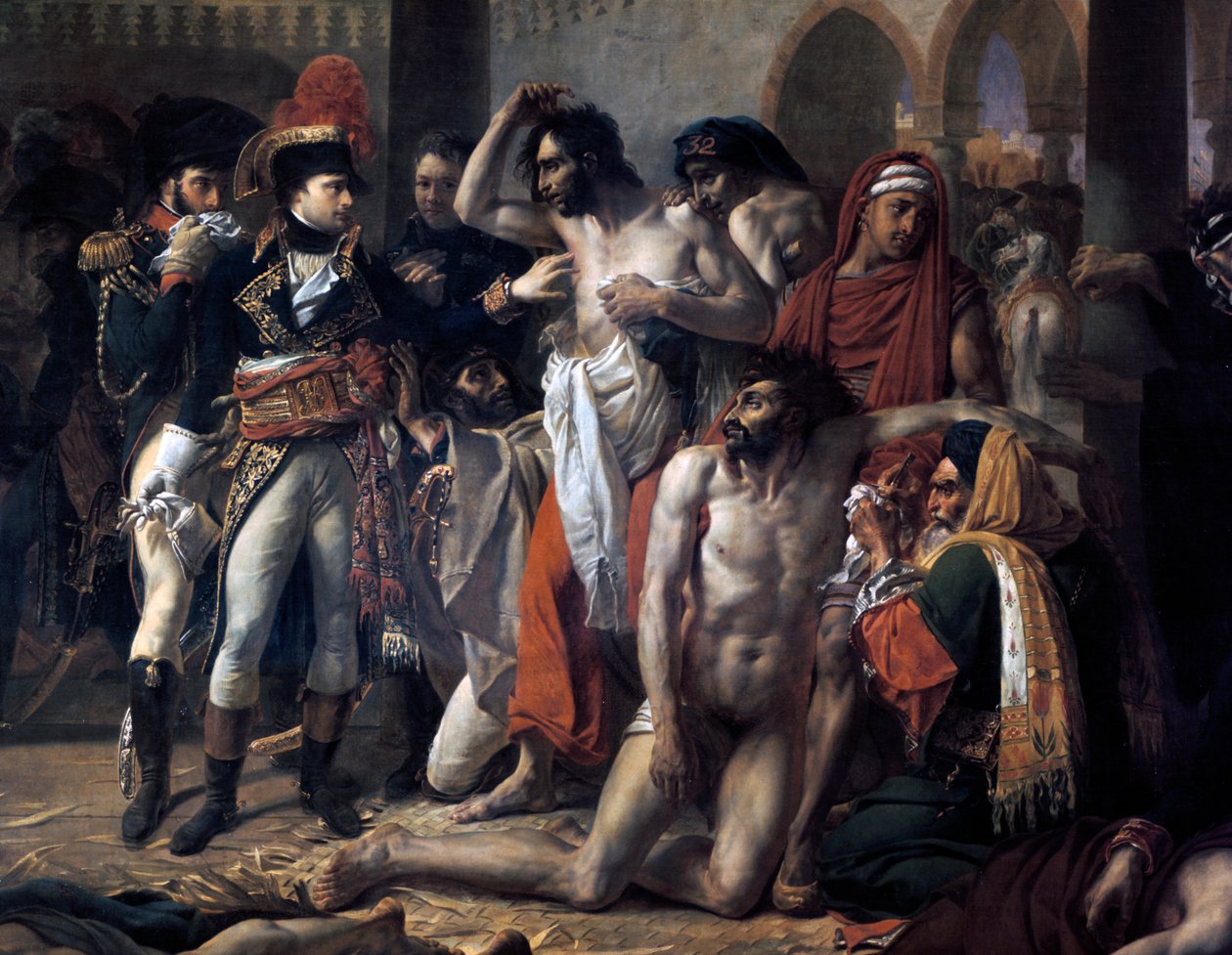 Napoleon Bonaparte z wizytą na dżumie w Jaffie, 11 marca 1799, 1804. autorstwa Antoine Jean Gros