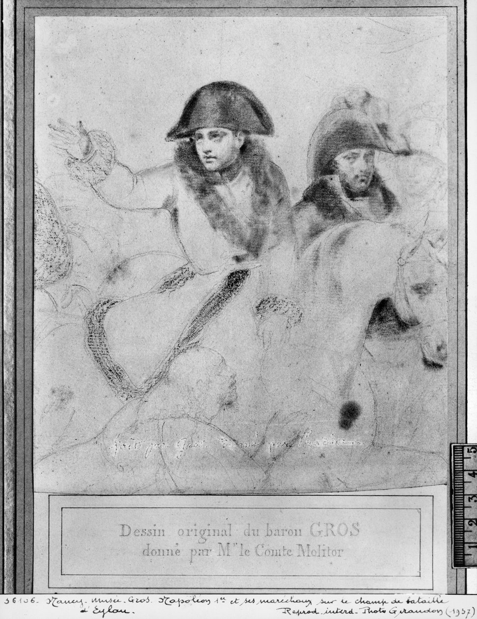 Napoleon na polu bitwy pod Eylau, ok. 1807-08 (pierre noire na papierze) autorstwa Antoine Jean Gros