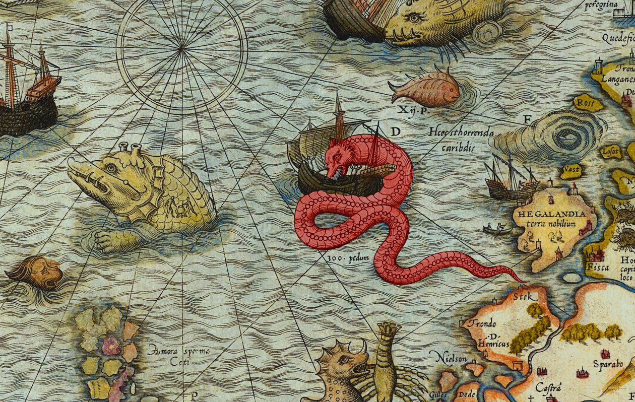 Fragment mapy morza (Marina Carta) autorstwa Olausa Magnusa (1490-1557) autorstwa Antoine Lafrery
