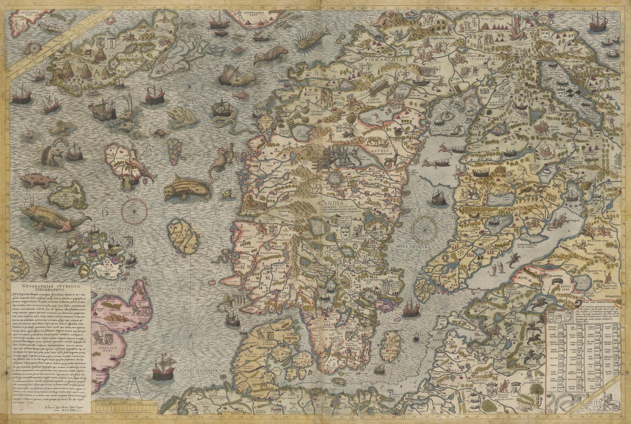 Mapa morza (przystań Carta) autorstwa Olausa Magnusa (1490-1557) autorstwa Antoine Lafrery