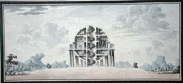 Projekt Domu dla Kosmopolity, 1783 (wc na papierze) (detal) (patrz także 195241-195242, 196724-196725) autorstwa Antoine Laurent Thomas Vaudoyer