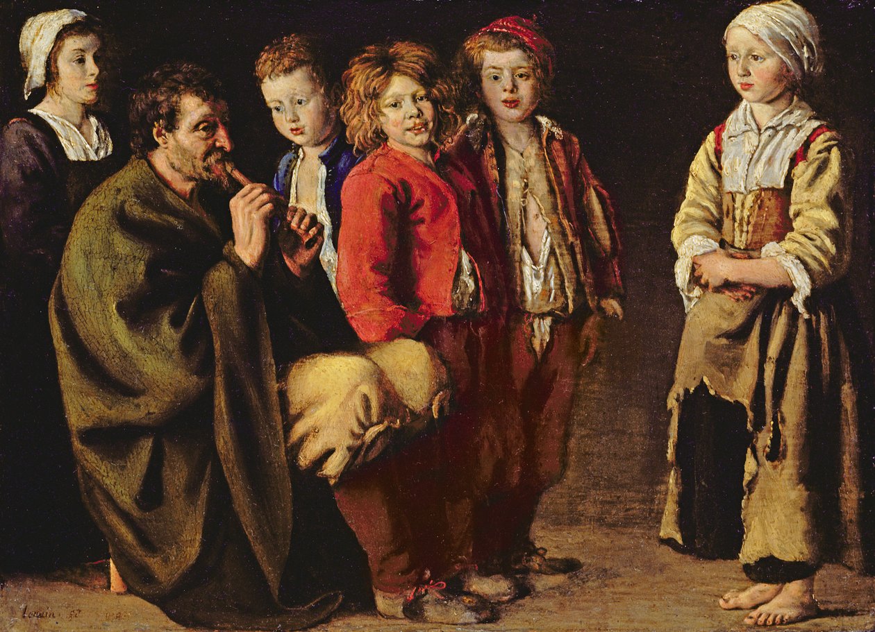 Wiejski dudziarz, 1642 (olej na miedzi) autorstwa Antoine Le Nain