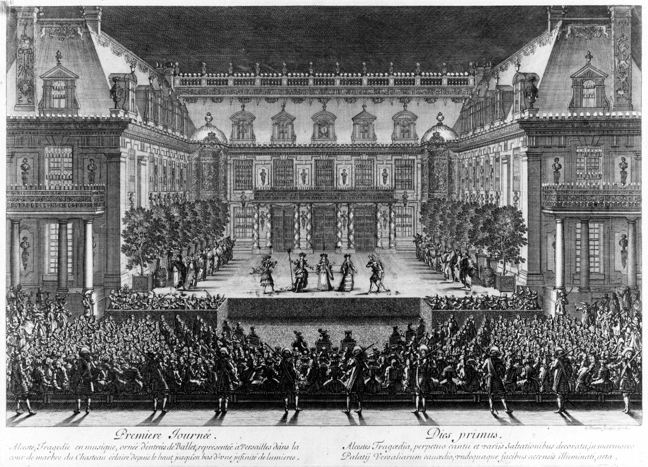 Reprezentacja na marmurowym dziedzińcu zamku w Wersalu „Alceste” Jeana Baptiste Lully