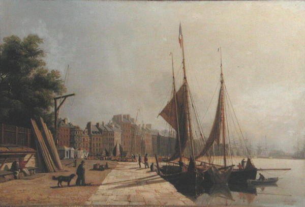Early Morning Quayside, Le Havre, ok. 1853 (olej na płótnie) autorstwa Antoine Leon Morel Fatio