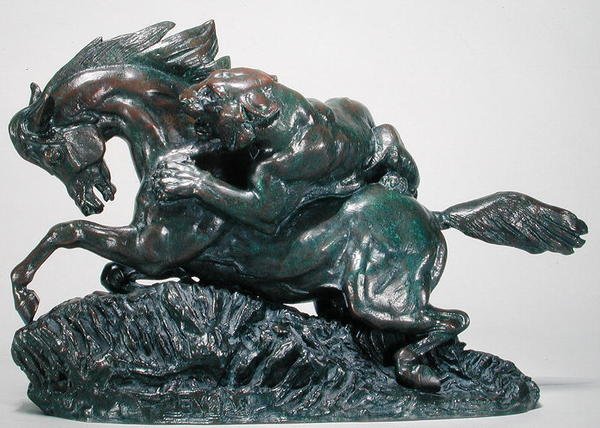 Koń Zaskoczony Tygrysem (brąz) autorstwa Antoine Louis Barye