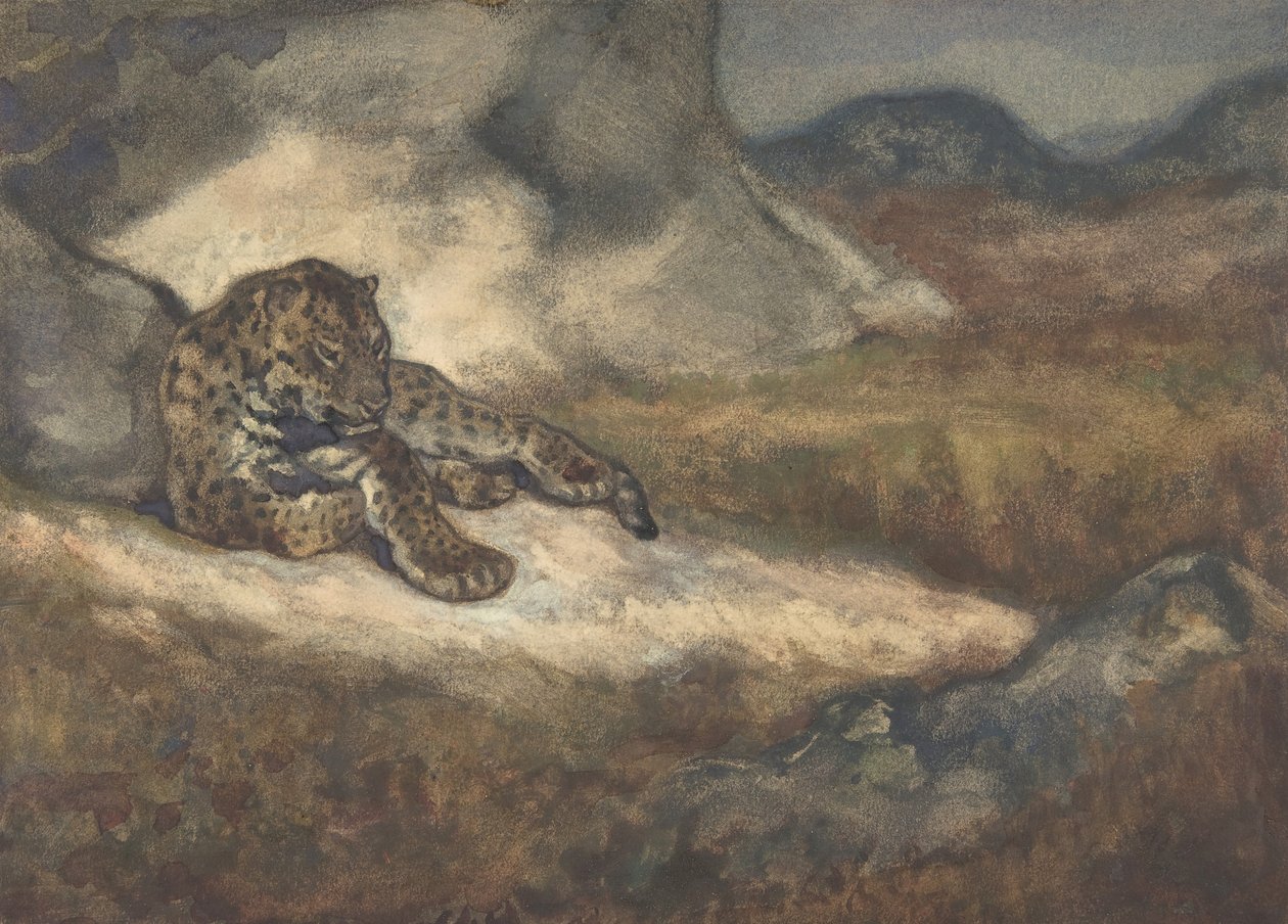 Leopard leżący, 1810-75. autorstwa Antoine Louis Barye