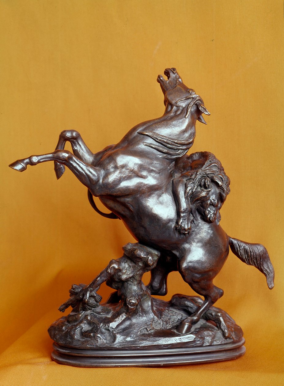 Lew atakujący konia Rzeźba z brązu autorstwa Antoine Louis Barye (1795-1875) XIX wiek. Paryż, Luwr autorstwa Antoine Louis Barye