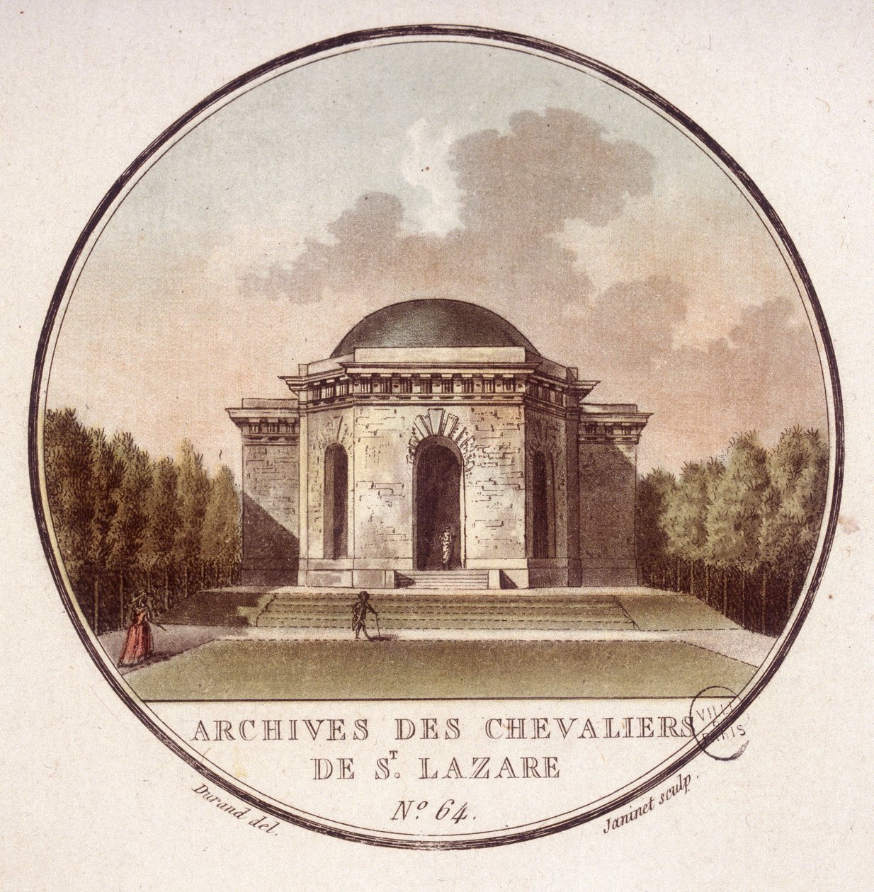 Archiwum rycerzy św. Łazarza w Paryżu. W pritoresque widokach głównych budynków Paryża autorstwa sierżanta autorstwa Antoine Louis Francois Sergent Marceau