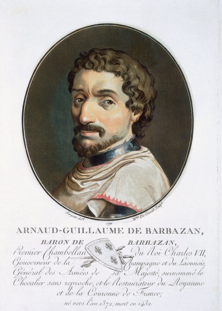 Arnaud-Guillaume, baron de Barbazan, z „Portrety wielkich mężczyzn, znamienitych kobiet i pamiętnych poddanych Francji, grób i ryciny w kolorach”, opublikowane przez Pierre Blin, 1786-92, Paryż (colo autorstwa Antoine Louis Francois Sergent Marceau