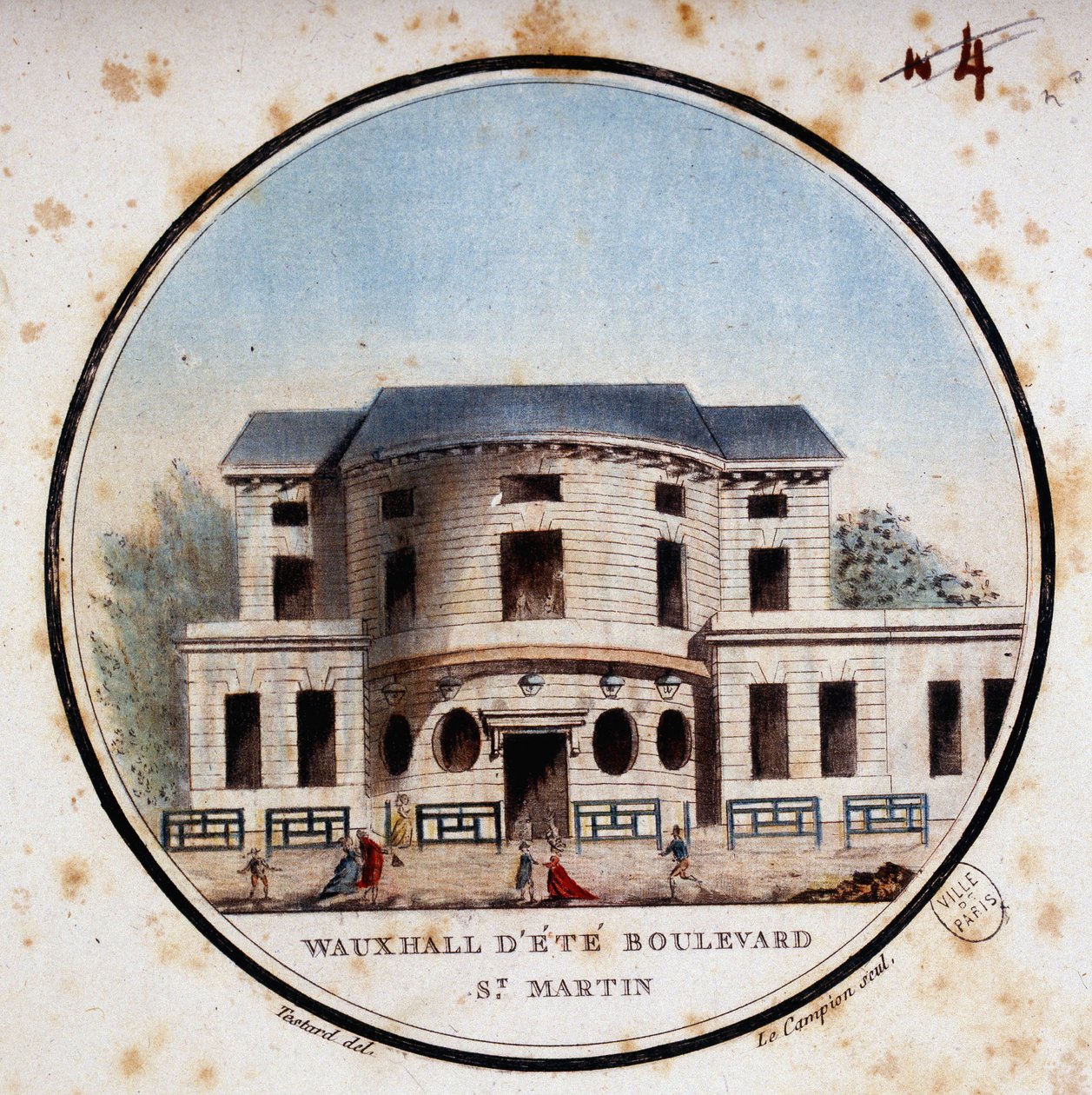 Halle aux cielęta, bulwar Saint Martin. W pritoresque widokach głównych budynków Paryża autorstwa sierżanta autorstwa Antoine Louis Francois Sergent Marceau