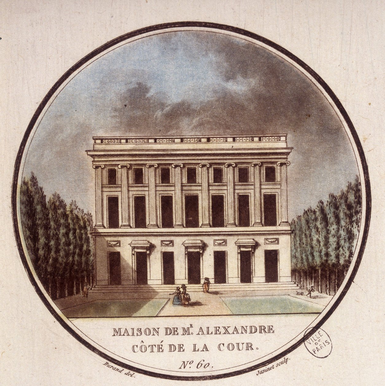 Maison de Monsieur Alexandre, boczny dziedziniec, Paryż. W pritoresque widokach głównych budynków Paryża autorstwa sierżanta autorstwa Antoine Louis Francois Sergent Marceau