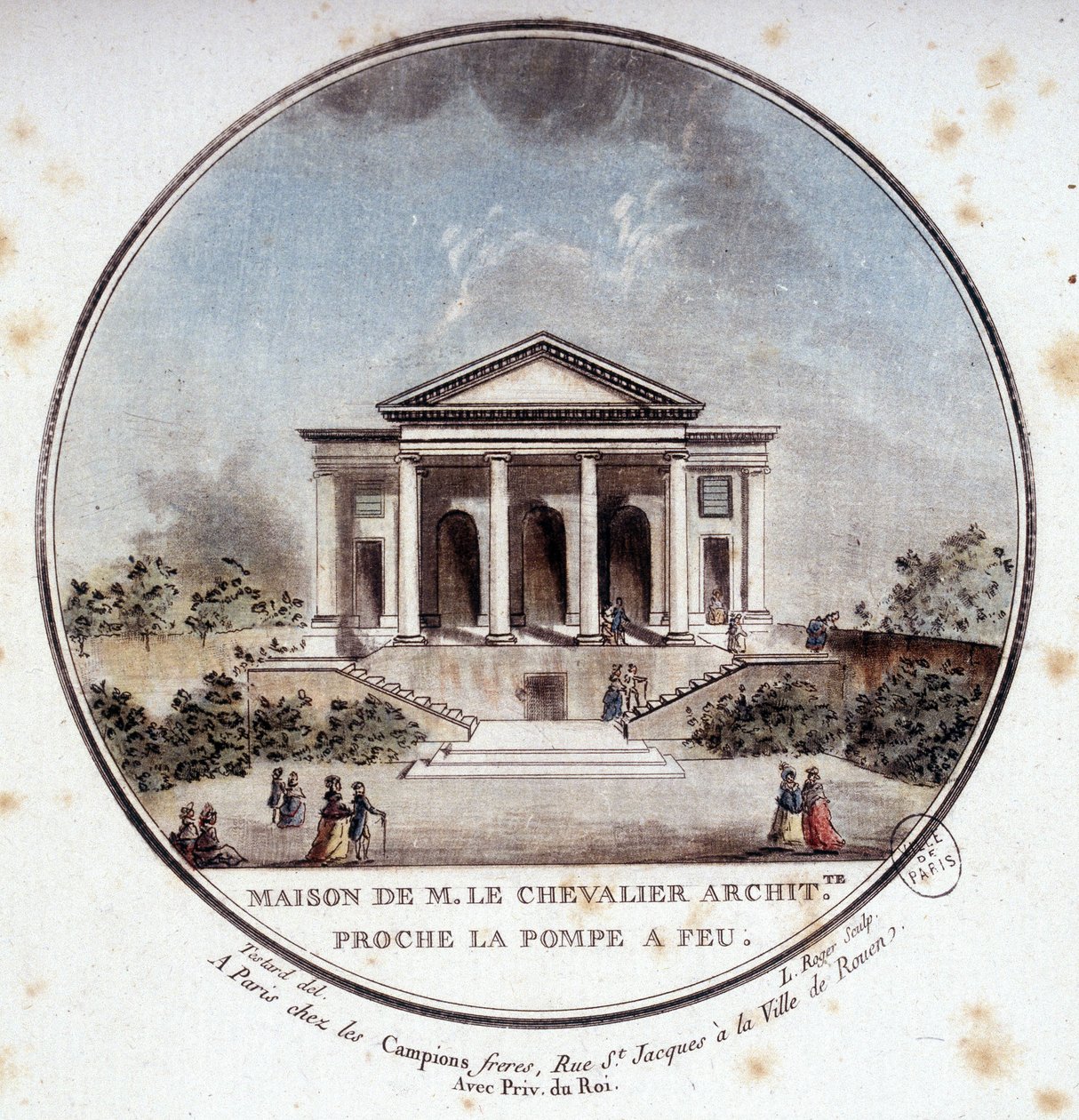 Dom Monsieur le Chevalier, architekt, Paryż. W pristoresque widokach głównych budynków Paryża autorstwa sierżanta autorstwa Antoine Louis Francois Sergent Marceau