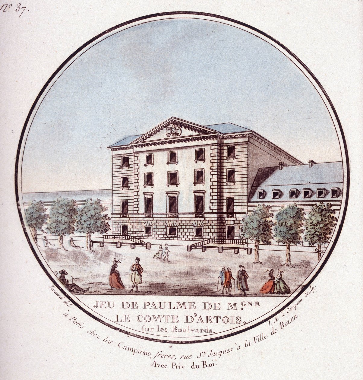 Palmowa gra konta Artois na bulwarach. W pritoresque widokach głównych budynków Paryża autorstwa sierżanta autorstwa Antoine Louis Francois Sergent Marceau