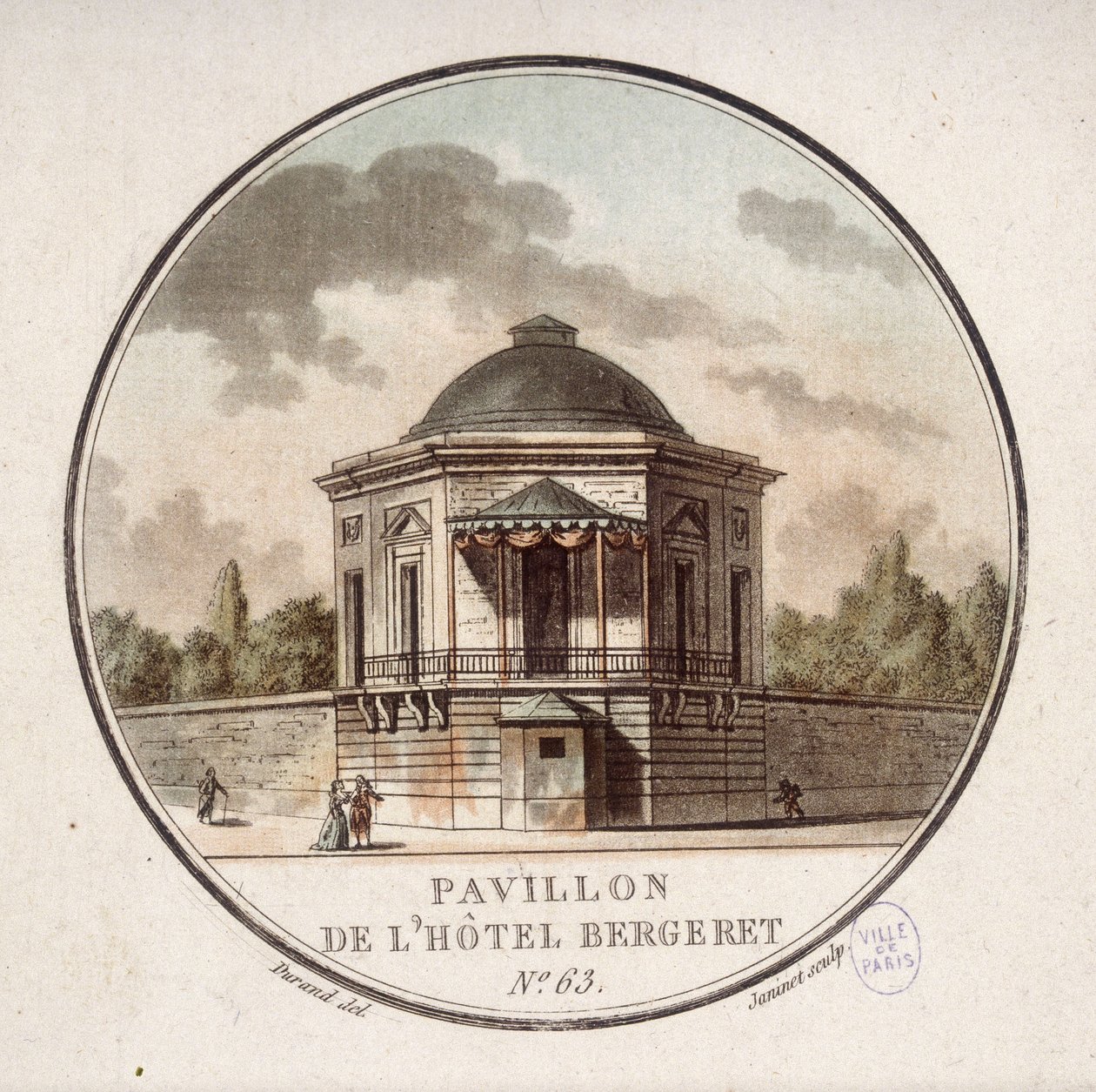 Pawilon Hotelu Bergeret, Paryż. W pritoresque widokach głównych budynków Paryża autorstwa sierżanta autorstwa Antoine Louis Francois Sergent Marceau
