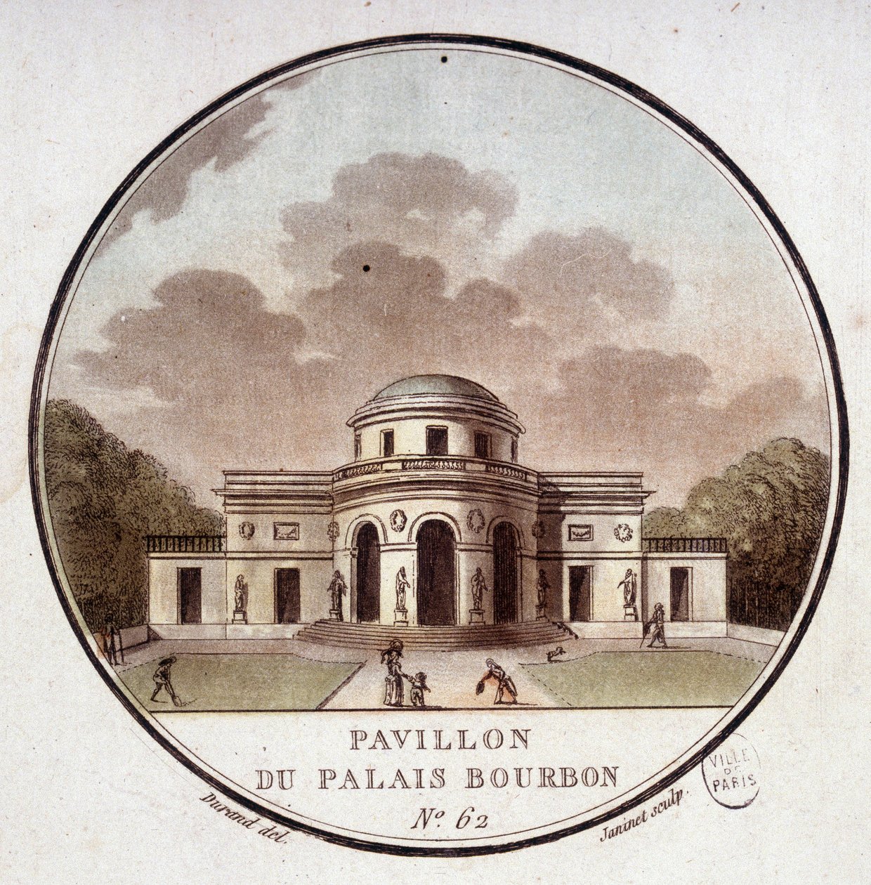 Pawilon Palais Bourbon, Paryż. W pritoresque widokach głównych budynków Paryża autorstwa sierżanta autorstwa Antoine Louis Francois Sergent Marceau