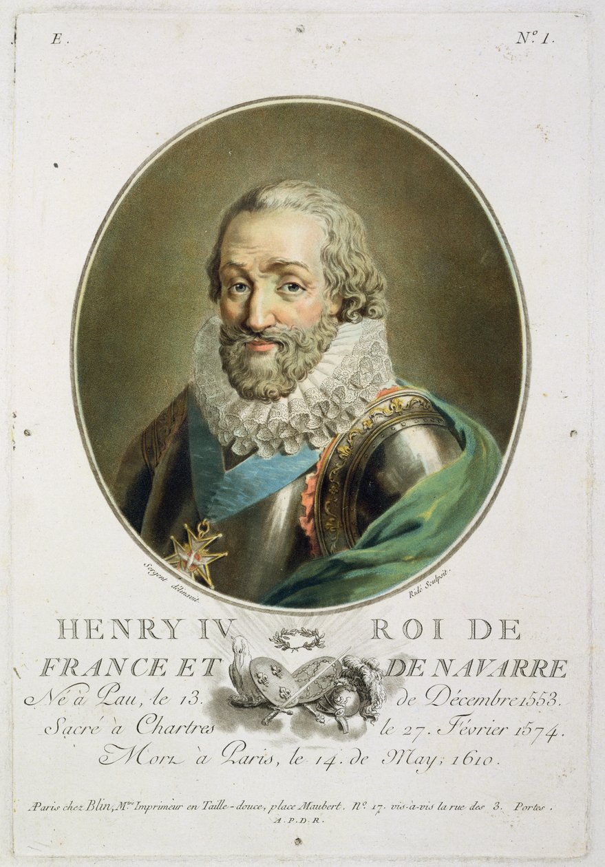 Portret Henryka IV, króla Francji i Nawarry (1553-1610) wyryty przez Ride autorstwa Antoine Louis Francois Sergent Marceau